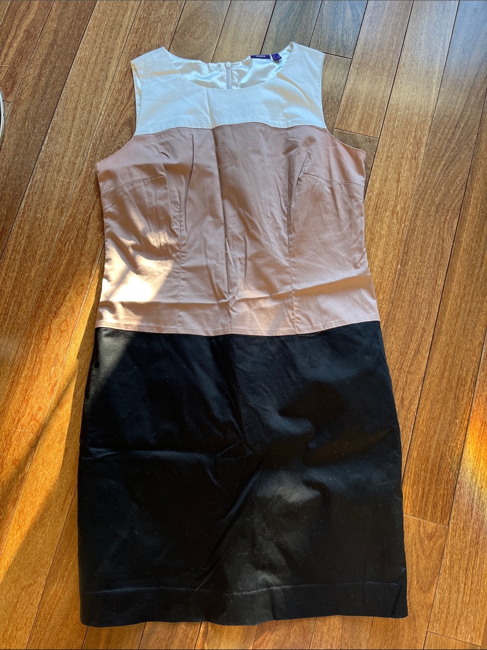Mexx Sleeveless Colorblock Midi Dress in White, Blush & Black